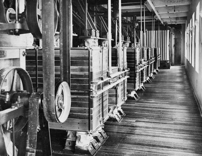 c 1948  copy of negative of an image showing the John Darling Flour Mill s pan-sifter floor