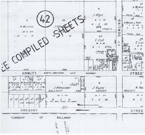 Figure 2.06: Portion of plan of Township of Ballarat North, County of Grenville, n.d. - Ballarat Heritage Precincts Study, 2006