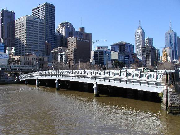 h01448 queens bridge queensbridge street over yarra river melbourne distant view 