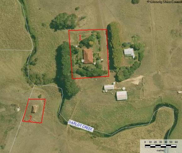 Site Plan - 1) 1860s Homestead  2)FIrst homestead