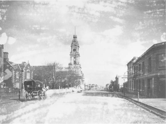 Collingwood Hoddle st View of Cwood town hall church garden