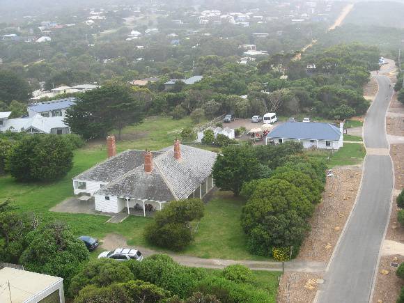 Split Point Lightstation assistant keepers' quarters & stable from tower