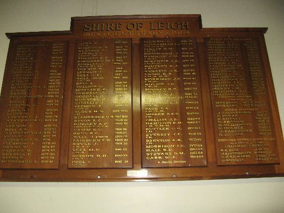 Former Leigh Shire Hall Council honour board