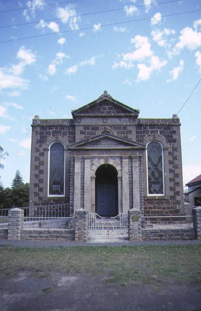 Former Wesleyan Church Parsonage & Common School James Street Port Fairy Front View of Church February 1990
