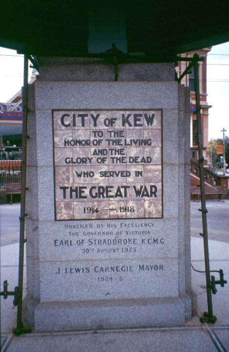 Kew War Memorial Honour Board 2004