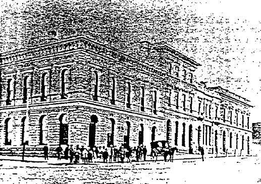 ANZ Bank03 - 'Leonard Terry Streetscape' in Lyniard Street with the former Bank of Australasia on the corner of Sturt Street - Ref: H1774, La Trobe Library - Ballarat Conservation Study, 1978