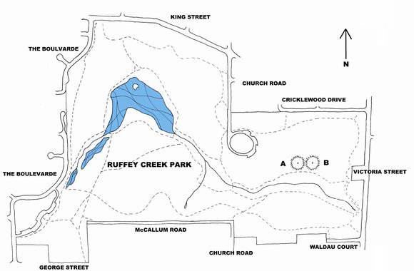 Manningham Heritage Garden & Significant Tree Study 2006 - Location Map 
and Key