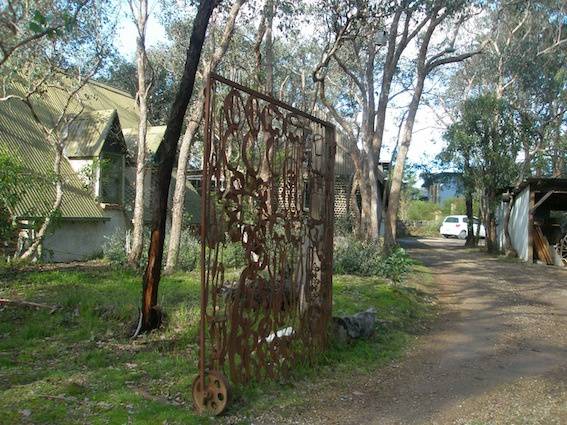 Dunmoochin, wrought iron gates leading to main buildings