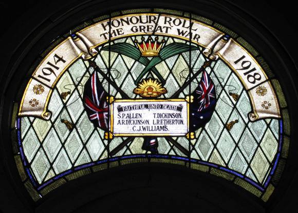 Broughton Church, [formerly Methodist] commemorative window, attributed to Brooks, Robinson & Co. n.d.