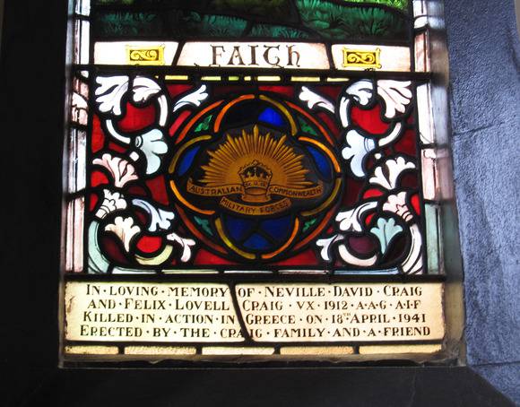 Ararat Holy Trinity Anglican Church, Faith inscription, Mathieson & Gibson 1944