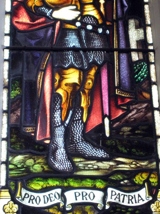 White Hills Anglican Church, Faithful Knight detail and text, Brooks, Robinson & Co., c1918