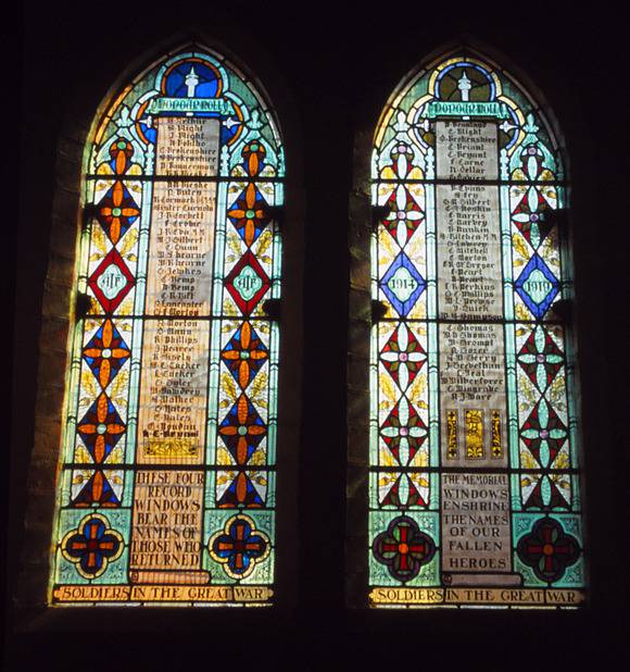 Ballarat Wesley Uniting Church, Honour Roll (two of four lights), William Montgomery 1920