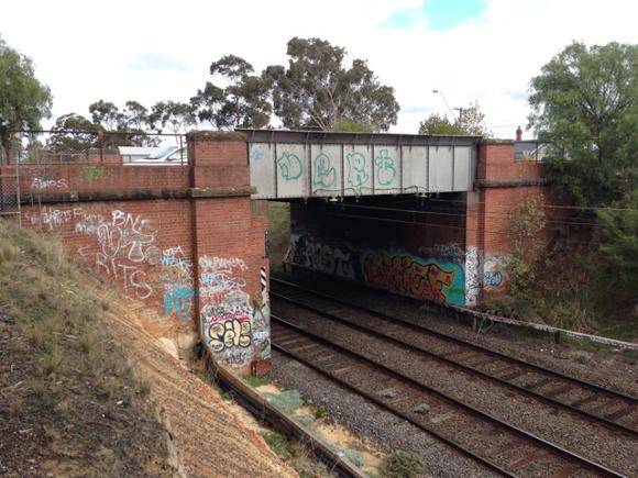 Road over rail bridge between Grice Cres and Napier St