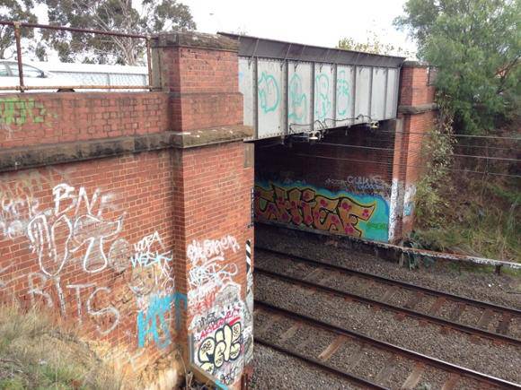 Road over rail bridge between Grice Cres and Napier St