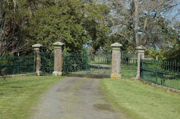 Illustration 3 Gates at Killarney, Dunnstown, 1901 have a similar scale and layout but differ in detail and cast iron pattern.  They were designed by George Clegg, architect of Ballarat, who had also designed James Coghlan's home in Ballarat in 1888 and if the gates date from Oswald Coghlan's ownership may possibly have been the architect. 