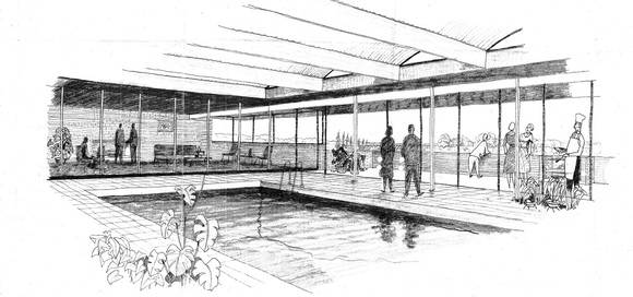 Figure 3 Presentation perspective of pool courtyard, undated but circa November December 1960.jpg