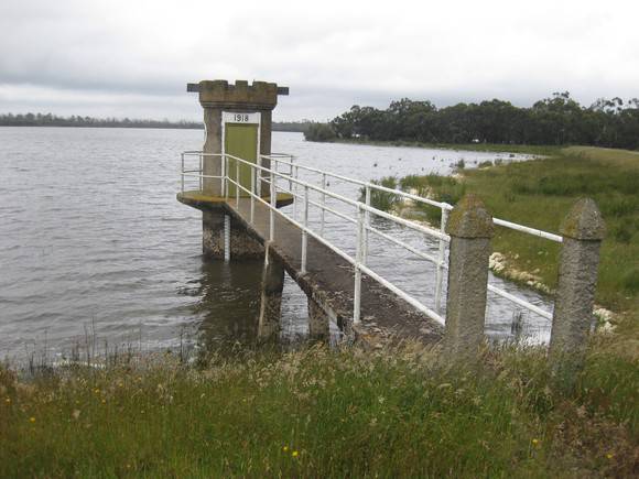 Outlet tower constructed 1918 & access walkway, November 2010