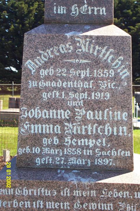 23443 Gnardenthal Cemetery Penshurst Mirtschen Hempel 1457
