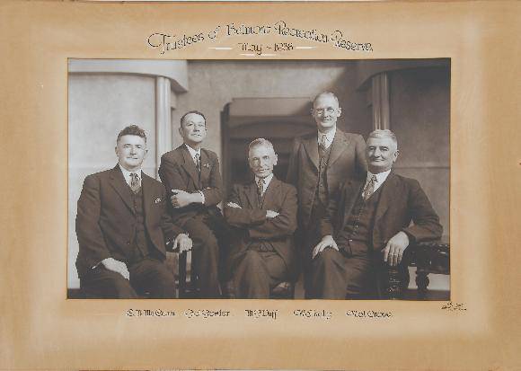 Trustees of the Belmont Recreation Reserve (Michael Duff in centre), May 1938.  Source: Jim Duff.