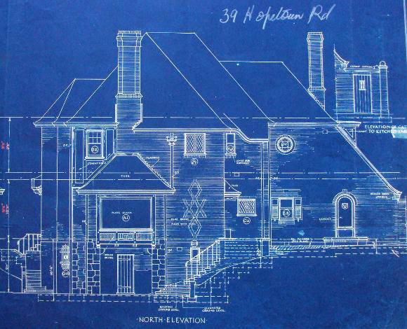 Extract from the 1932 building application plans showing the north elevation.