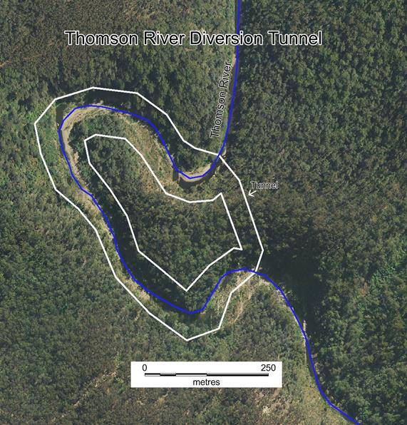 Aerial photograph of the Thomson River Diversion Tunnel Site showing current registration.jpg