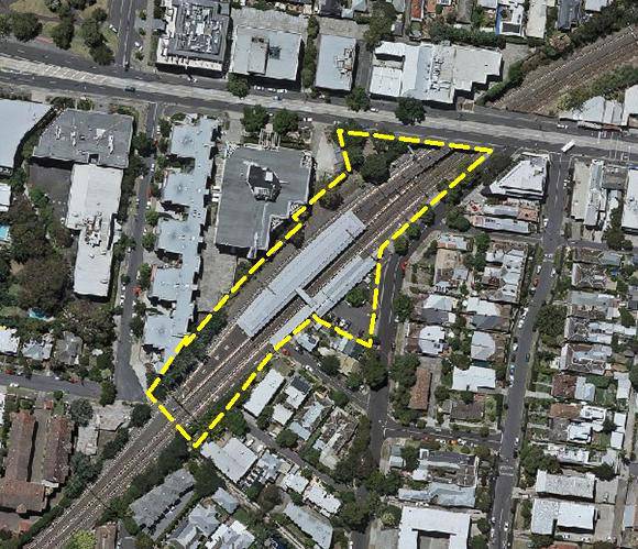 Aerial photo of Hawthorn Railway Station Complex showing Registration extent