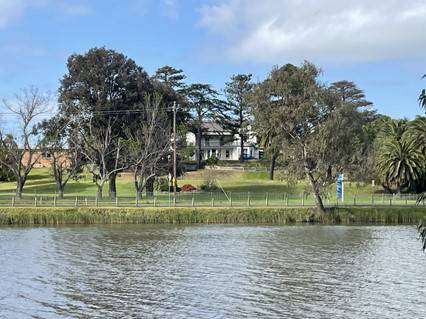 Views of the house and landscape across the river. 2023.