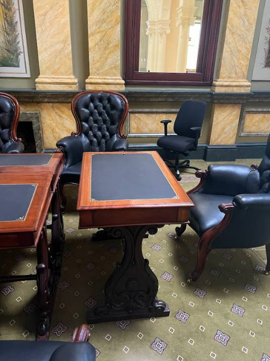 2023. inventory item no. 7, flat writing desk. 