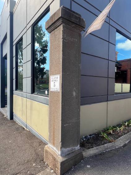 2024. Union Bank gate post on MacKenzie street.