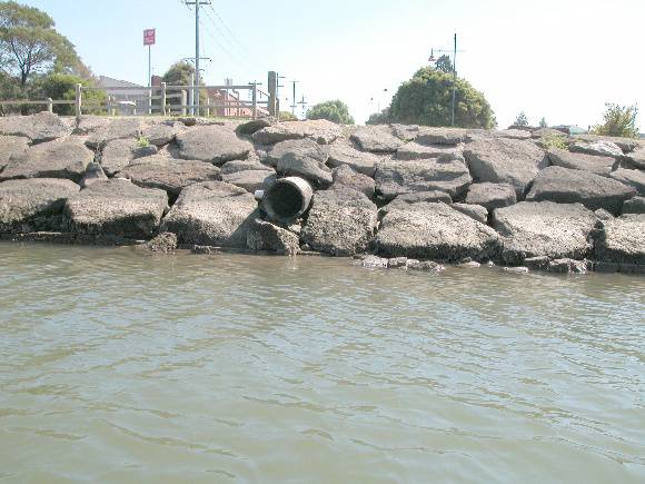 Henderson's Piggery And Wharf Maribyrnong May 2003 Wooden Drain Exit And Wharf Piling