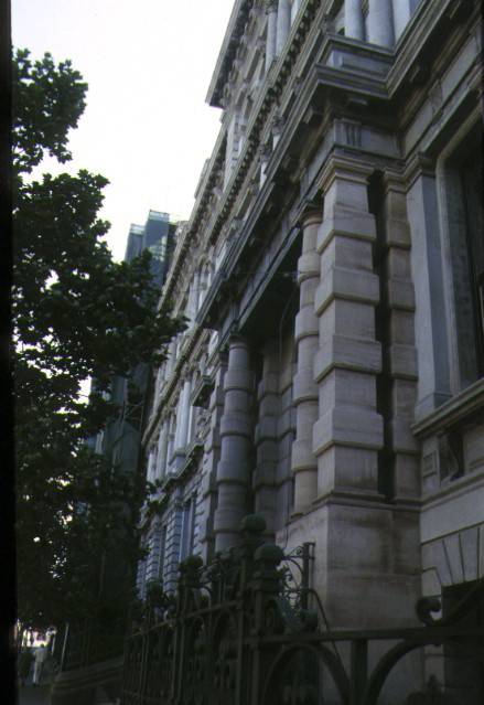 former victorian railway headquarters detail of front pillars