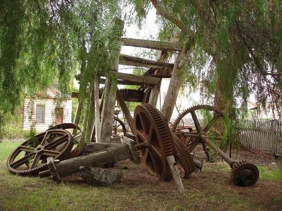 Log winch at the brothels site, relocated from the Evans Brothers Sawmill.  March 2007.