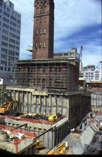 1 coops shot tower & flanking building knox place melb external view construction of melb central
