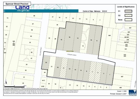 Spencer Street Precinct Map of Contributing Properties