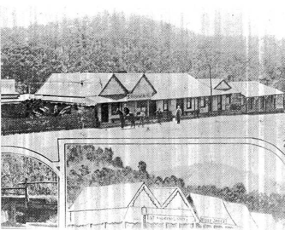 166 - St Andrews Hotel Palm KangGround St Andrews Rd 02 - 'The Leader', 2 November, 1929 - the existing hotel and adjacent shop buildings are clearly evident in this photograph - NOTE the young Canary Island Palm tree (ELHPC NO.163) - Shire of Eltham Heritage Study 1992