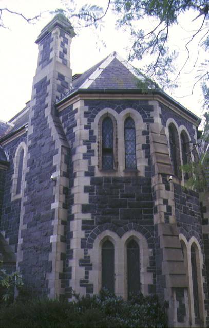1 all saints church hall & former vicarage chapel street east st kilda rear view of church may1997