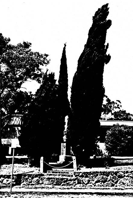 204 - War Memorial Main Road Eltham 02 - 1991 photograph showing the previous/original landscaping which has since been replaced - Shire of Eltham Heritage Study 1992