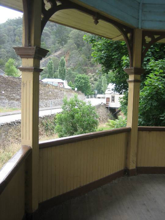 Walhalla Bandstand looking towards stone wall