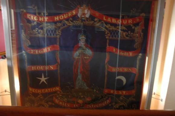 SL 163 - Stawell Amalgamated Miners' Association Banner, Stawell Town Hall,  Main Street, STAWELL