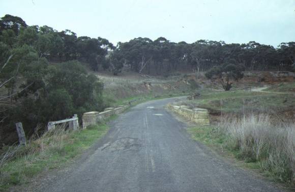 bridge over djerriwarrh creek bacchus marsh view of road sep1984
