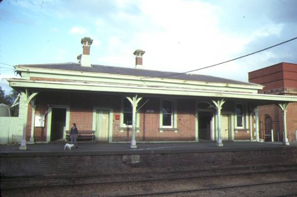 1 elmore railway station &water tower trackside view jul1984