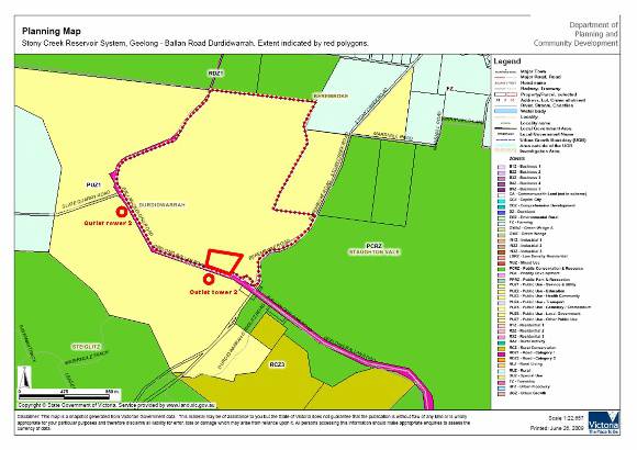 Extent of registration map, location of outlet towers x2  and other buildings