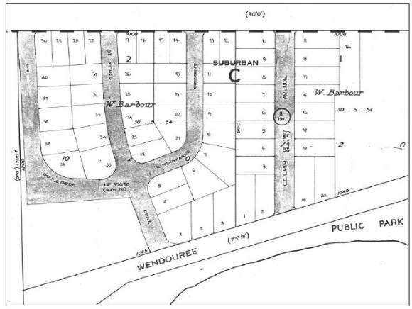 Figure 2.05: Portion of map, Township of Ballarat, Sheet 1, 1964, showing Section C, Allotments 1 and 2. - 
Ballarat Heritage Precincts Study, 2006