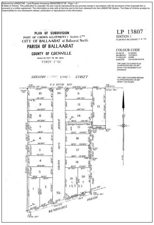 Figure 2.06: Plan of Subdivision LP13807, April 17, 1934. -  Ballarat Heritage Precincts Study, 2006
