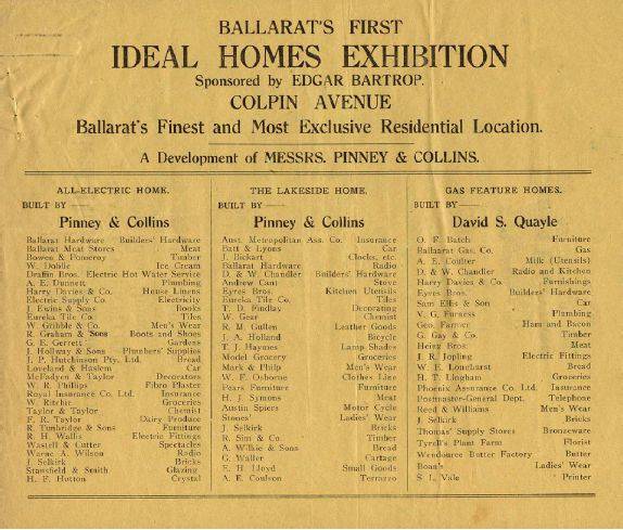 Figure 2.24: Suppliers to each of the homes in the Ideal Homes Exhibition. - Ballarat Heritage Precincts Study, 2006