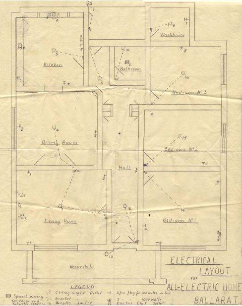 Figure 2.30: Ideal Homes Exhibition  Electrical Layout for the All Electric House, 7 Colpin Avenue. - 
Ballarat Heritage Precincts Study, 2006