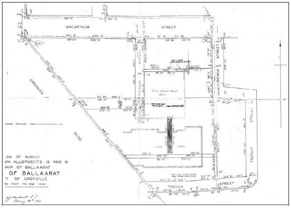 Figure 2.15: Plan of Survey, Part of Crown Allotments 15 and 16, M337, February 18, 1960. - Ballarat Heritage Precincts Study, 2006
