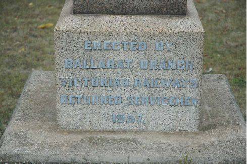 Figure x.15: War memorial located outside the North Ballarat railway office building. - Ballarat Heritage Precincts Study, 2006