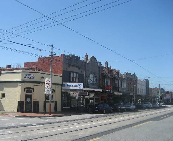 Shops on the north side of Malvern Road between Cressy Street and Tooronga Road