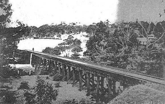 Railway Timber Trestle Bridge, Panther Place - OLD PHOTOGRAPH
